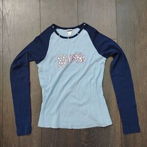Vintage Guess Jeans Long Sleeve Raglan Top Girls Size M/L
